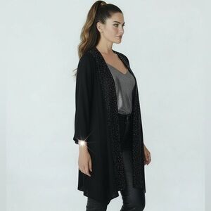 PARISLINE vintage black asymmetrical evening cardigan sparkling studs large